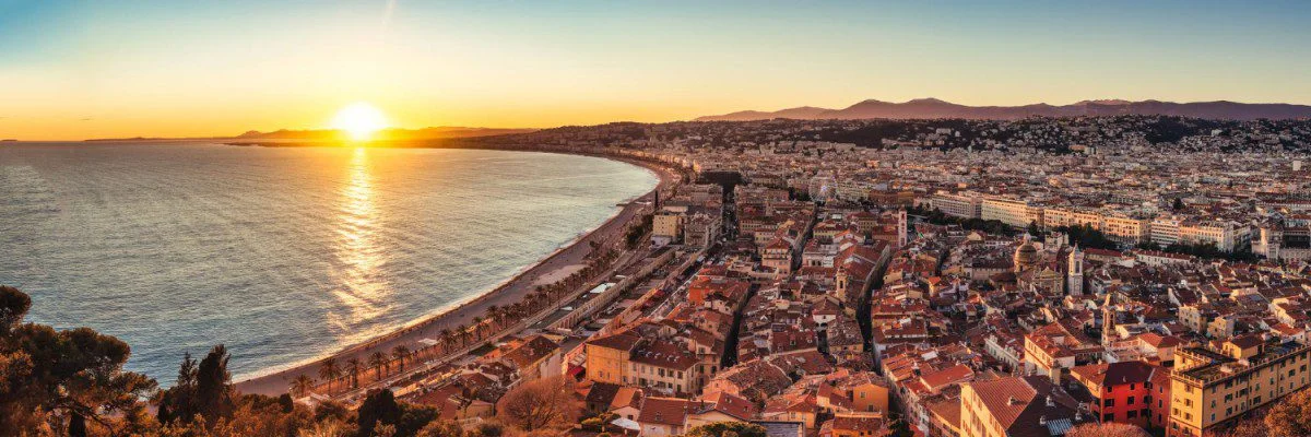 panoramic view city nice sunset cote d azur french riviera france